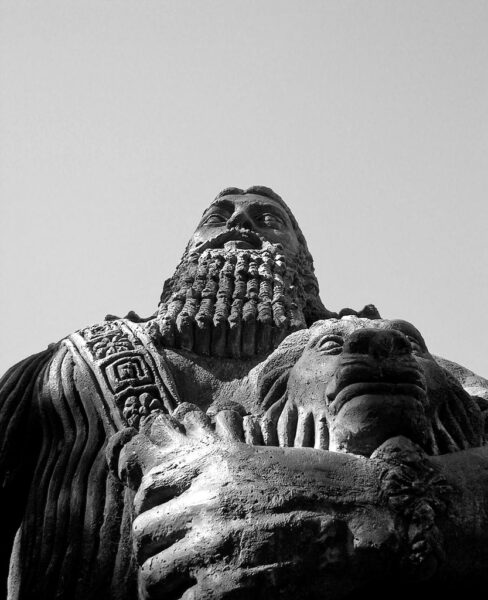 Gilgamesh Statue Sydney Black and White