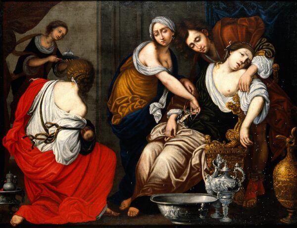 V0017370 The birth of Benjamin and the death of Rachel. Oil painting Credit: Wellcome Library, London. Wellcome Images images@wellcome.ac.uk http://wellcomeimages.org The birth of Benjamin and the death of Rachel. Oil painting after Francesco Furini. By: Francesco FuriniPublished: - Copyrighted work available under Creative Commons Attribution only licence CC BY 4.0 http://creativecommons.org/licenses/by/4.0/ - Strangest Websites ListOgre
